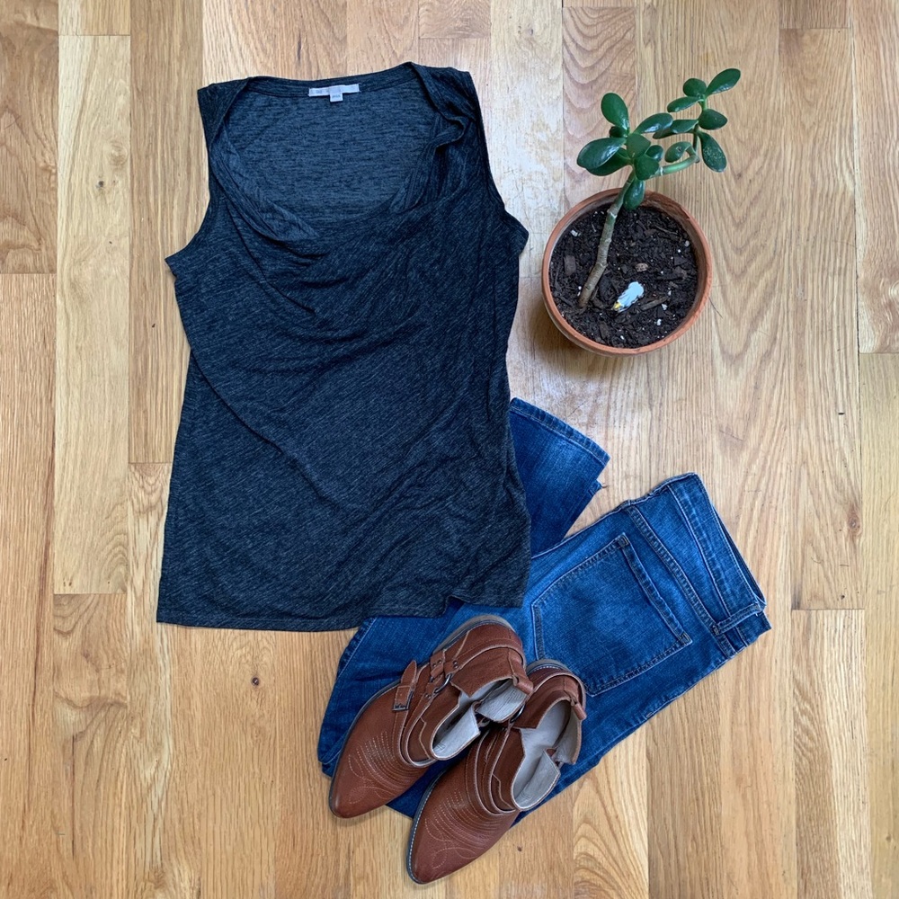 Gap Dark Gray Drape Tank Top